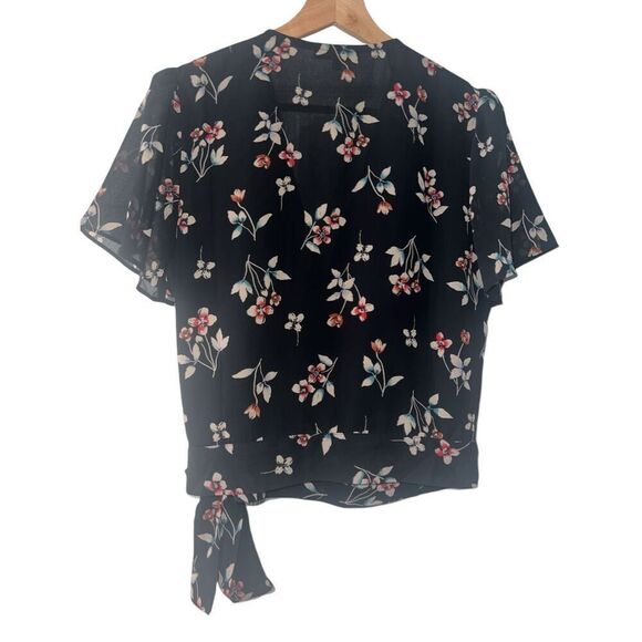 ✨MADEWELL Botanical Print Wrap Sz XS Top In True Black✨ - Picture 7 of 9